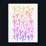 Carte Postale Nuit Désert Saguaro Cactus Coucher de soleil Aquar<br><div class="desc">Découvrez ce motif de cactus coloré. Visitez mon magasin pour plus de détails !</div>