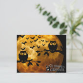 Carte Postale Nuit d'Halloween effrayant avec les hibou (Debout devant)