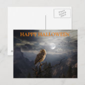 Carte Postale Nuit d'Halloween effrayant avec les hibou (Devant / Derrière)