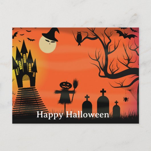 Carte Postale Nuit d'Halloween effrayante (Devant)