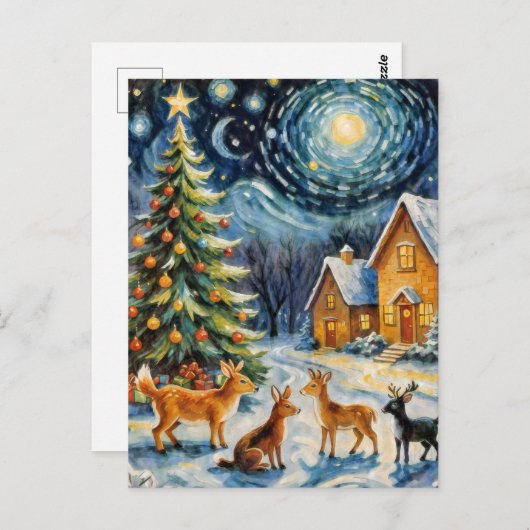 Carte Postale Nuit d'hiver enchantée (Devant / Derrière)