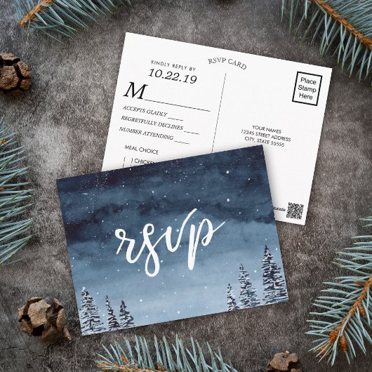 Carte Postale Nuit d'hiver Marine | Choix de repas RSVP