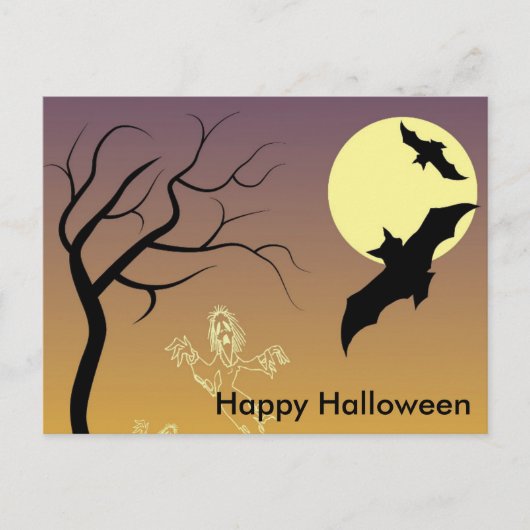 Carte Postale Nuit effrayante d'Halloween (Devant)