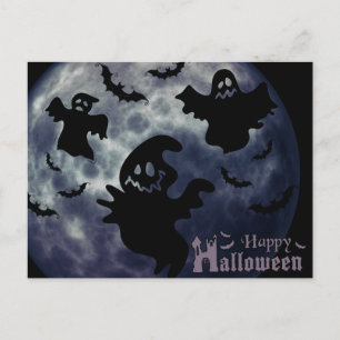 Carte Postale Nuit effrayante d'Halloween avec des fantômes
