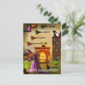 Carte Postale Nuit effrayante d'Halloween avec sorcière (Debout devant)