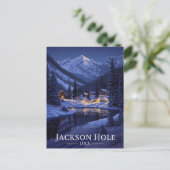 Carte Postale Nuit enneigée de Jackson Hole (Debout devant)