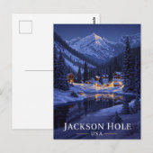 Carte Postale Nuit enneigée de Jackson Hole (Devant / Derrière)