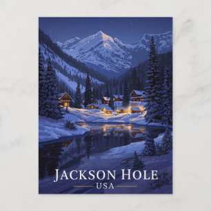 Carte Postale Nuit enneigée de Jackson Hole