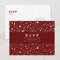 Nuit étoile Bourgogne Rouge et Or Mariage RSVP