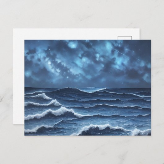 Carte Postale Nuit étoilée et vagues (Devant / Derrière)
