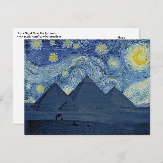 Carte Postale Nuit étoilée sur les Pyramides (Devant / Derrière)