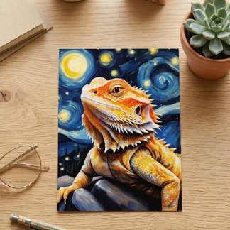 Carte Postale Nuit étoilée Van Gogh Dragon barbu Art