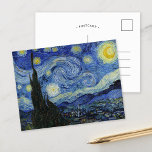 Carte Postale Nuit étoilée | Vincent Van Gogh<br><div class="desc">Starry Night (1889) de l'artiste néerlandais Vincent Van Gogh. L'oeuvre originale est une huile sur toile représentant un ciel nocturne post-impressionniste énergique dans des tons moody bleu et jaune. Utilisez les outils de conception pour ajouter du texte personnalisé ou personnaliser l'image.</div>