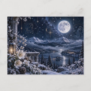 Carte Postale Nuit mystique de Capricorne Verseau Zodiaque d'hiv