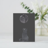 Carte Postale Nuit noire Mysical Lune chat (Debout devant)