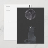 Carte Postale Nuit noire Mysical Lune chat (Devant / Derrière)