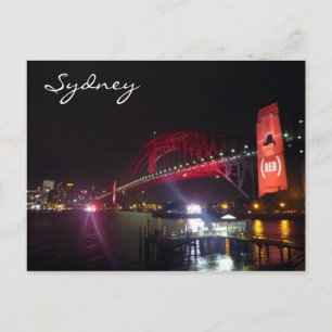 Carte Postale nuit rouge de sydney bridge