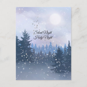 Carte Postale Nuit silencieuse Saint-Nuit Magique Hiver Illustra