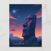 Carte Postale Nuit sur l'île de Pâques Chili Voyage (Devant)