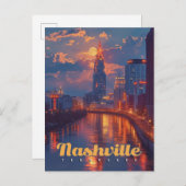 Carte Postale Nuits de Nashville : Réflexions Skyline (Devant / Derrière)