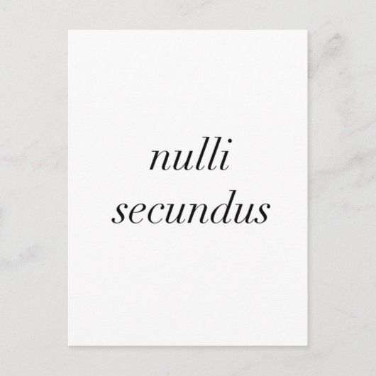 Carte Postale nulli secundus deuxième par aucun (Devant)