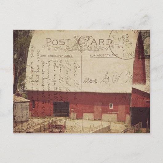Carte postale numérique de grange rouge (Devant)