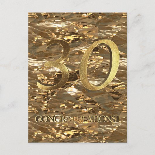 Carte Postale Numéro 30 30e anniversaire Typographie d'or (Devant)