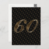 Carte Postale Numéro 60 Black Gold 60th Birthday Diamond Mariage (Devant / Derrière)