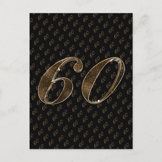 Carte Postale Numéro 60 Black Gold 60th Birthday Diamond Mariage (Devant)