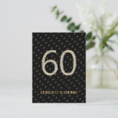 Carte Postale Numéro 60 Black Gold 60th Birthday Diamond Mariage (Debout devant)