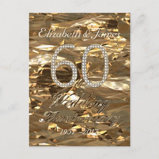 Carte Postale Numéro 60 Diamond Mariage 60e Anniversaire Or (Devant)