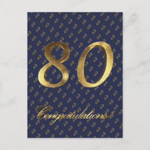 Carte Postale Numéro 80 80e jour du jour Anniversaire bleu