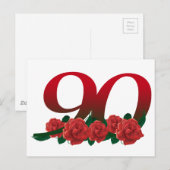 Carte Postale Numéro 90 ou 90e anniversaire floral (Devant / Derrière)