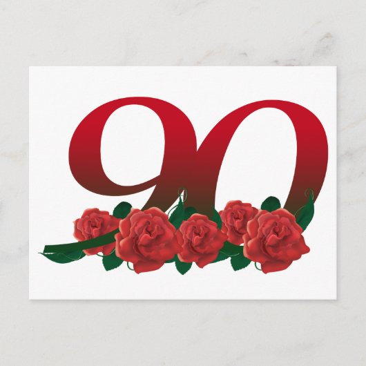 Carte Postale Numéro 90 ou 90e anniversaire floral (Devant)