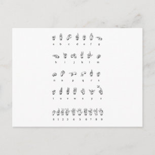 Carte Postale Numéro alphabétique de la langue des signes améric
