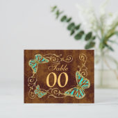 Carte Postale Numéro de la table d'or brun Aqua (Debout devant)