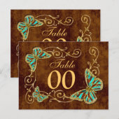 Carte Postale Numéro de la table d'or brun Aqua (Devant / Derrière)