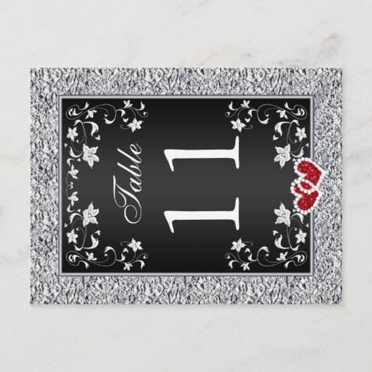 Carte postale Numéro de la table florale gris arge (Devant)