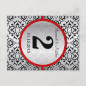 Carte Postale Numéro de la table rouge Trim noir gris argent (Dos)