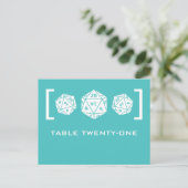 Carte postale Numéro de table Aqua D20 Dice Gamer (Debout devant)