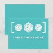 Carte postale Numéro de table Aqua D20 Dice Gamer (Devant / Derrière)