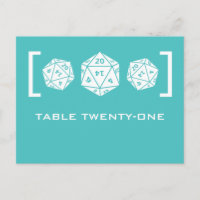 Carte postale Numéro de table Aqua D20 Dice Gamer
