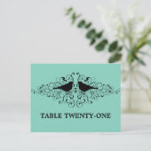 Carte postale Numéro de table Aqua Inséparable (Debout devant)