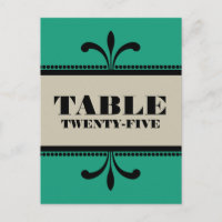 Carte postale Numéro de table Art Déco Design Vert
