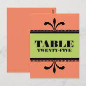 Carte postale Numéro de table Art déco orange/vert (Devant / Derrière)