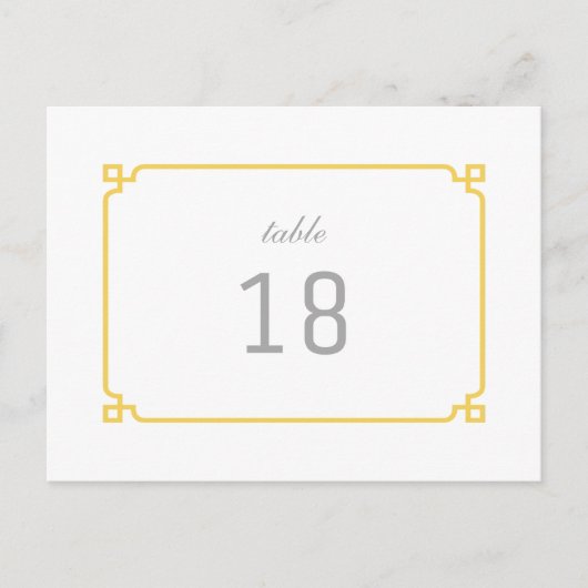Carte postale Numéro de table chic Jaune Déco (Devant)