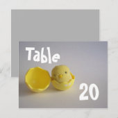 Carte postale numéro de table Chick jaune (Devant / Derrière)