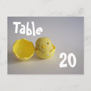 Carte postale numéro de table Chick jaune