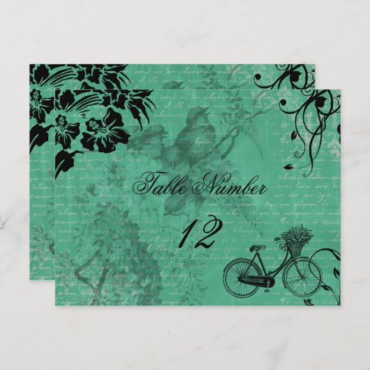 Carte postale Numéro de table de bicyclette Turquo (Devant / Derrière)