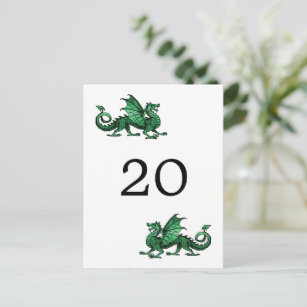 Carte postale Numéro de table de dragon vert